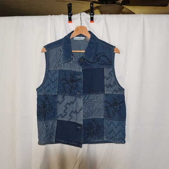 dressbarn Jackets & Blazers - DressBarn Quilted Patchwork Denim Vest. Sz large. 100 % cotton.